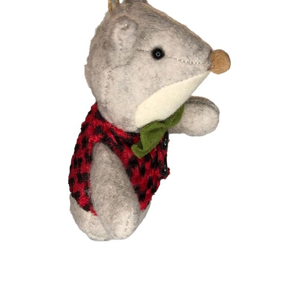 Christmas Ornament Stuffed Animal Plush Bowtie Mole Mouse Holiday Tree Wreath De - Picture 5 of 8